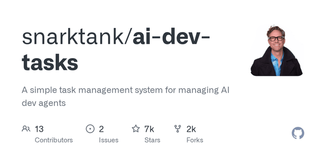 GitHub - snarktank/ai-dev-tasks: A simple task management system for managing AI dev agents - Featured Image