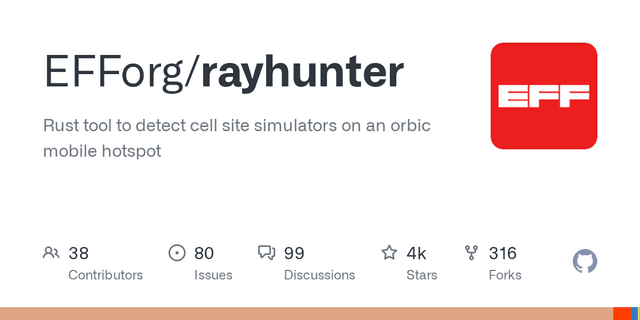 GitHub - EFForg/rayhunter: Rust tool to detect cell site simulators on an orbic mobile hotspot - Featured Image