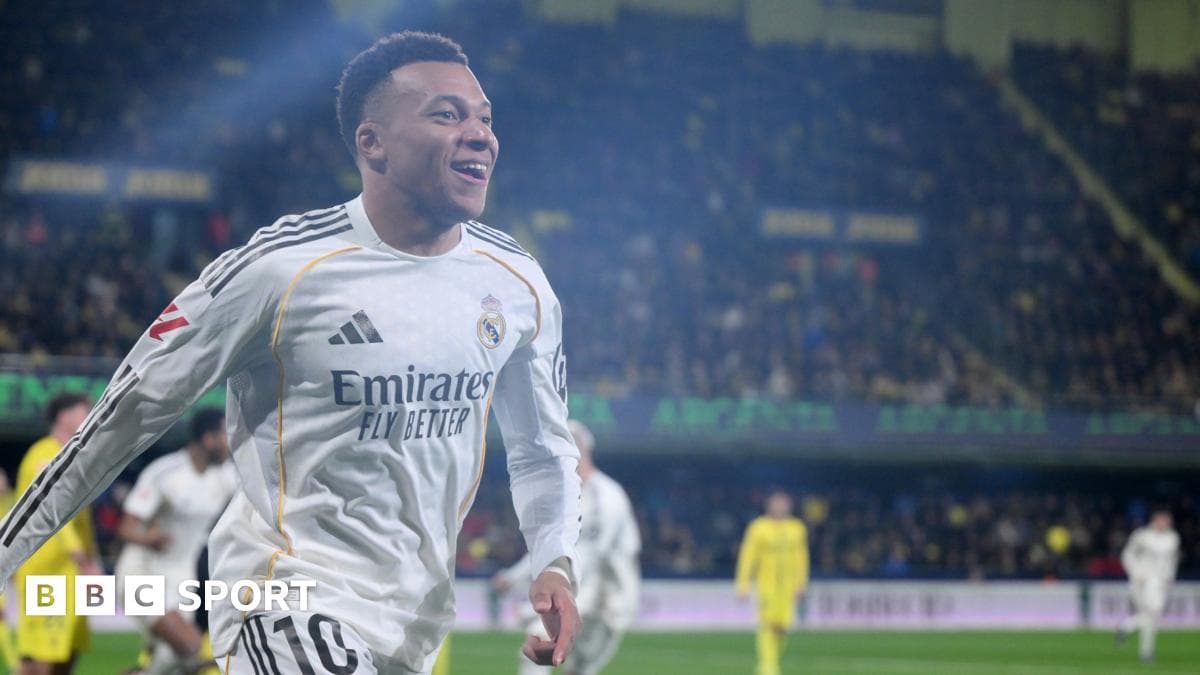 Villarreal 0-2 Real Madrid: Kylian Mbappe double sends Real Madrid top of La Liga - BBC Sport - Featured Image
