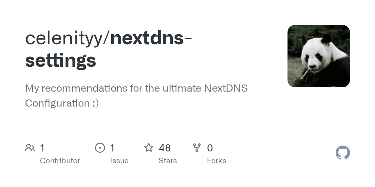 GitHub - celenityy/nextdns-settings: My recommendations for the ultimate NextDNS Configuration :) - Featured Image