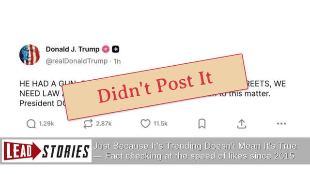 Fact Check: Fake Trump Post Image About 'Only Criminals' Carrying 'Guns On Our Streets' NOT Actual Truth Social Post After Minneapolis Shooting | Lead Stories - Featured Image
