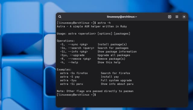 Astra: il nuovo AUR helper in Ruby che punta su semplicità e chiarezza - Featured Image