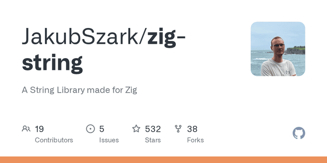 GitHub - JakubSzark/zig-string: A String Library made for Zig - Featured Image